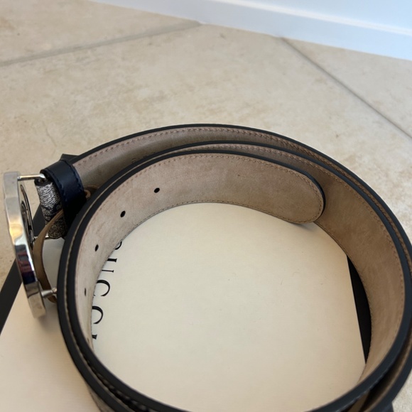 Gucci Belt GG Supreme Interlocking G Buckle 1.5W Beige Ebony/Cocoa main image 4
